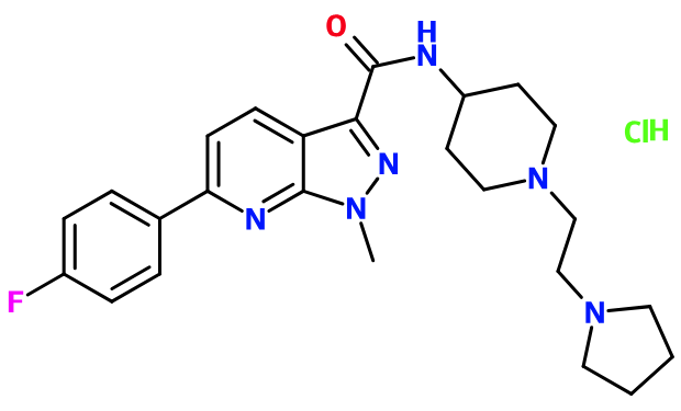 (image for) MC085544 6-(4-Fluoro-phenyl)-1-methyl-1H-pyrazolo[3,4-b]pyridine-3-carboxylic acid [1-(2-pyrrolidin-1-yl-ethyl)-piperidin-4-yl]-amide hydrochloride